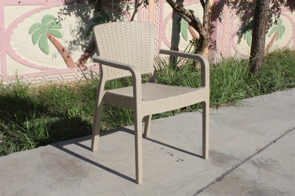 Açık Sırt Plastik Bahçe Sandalyesi - Bej Bahçe Sandalyeleri  Erinöz