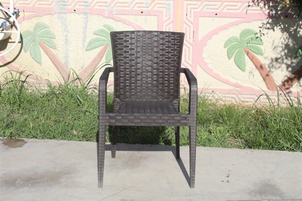 Kalın Şeritli Plastik Bahçe Sandalyesi - Kahve Bahçe Sandalyeleri  Erinöz