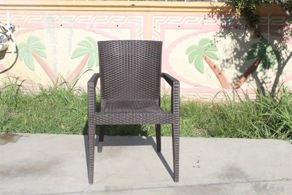Serit Desenli Plastik Bahçe Sandalyesi - Kahve Bahçe Sandalyeleri  Erinöz