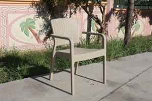 Açık Sırt Plastik Bahçe Sandalyesi - Bej Bahçe Sandalyeleri  Erinöz