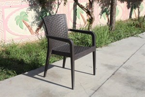 Kalın Şeritli Plastik Bahçe Sandalyesi - Kahve Bahçe Sandalyeleri  Erinöz