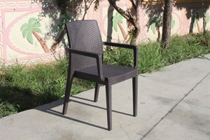 Serit Desenli Plastik Bahçe Sandalyesi - Kahve Bahçe Sandalyeleri  Erinöz